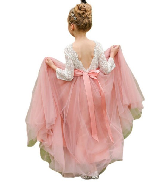 white and pink flower girl dress 1549004