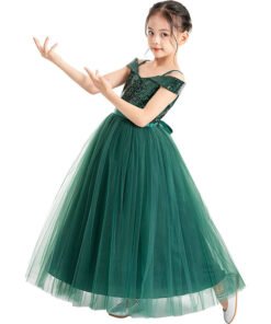 emerald green flower girl dress 1566-001