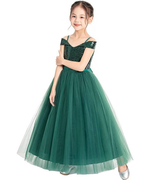 emerald green flower girl dress 1566-004