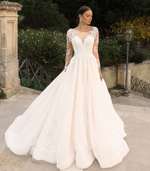 long sleeve lace wedding dress 1417-006
