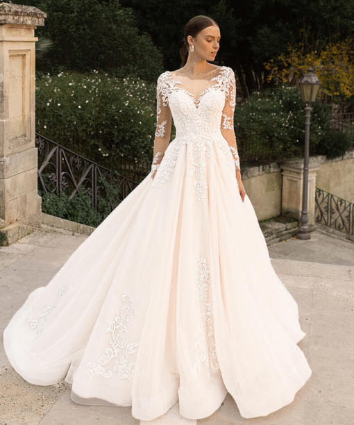 long sleeve lace wedding dress 1417-006