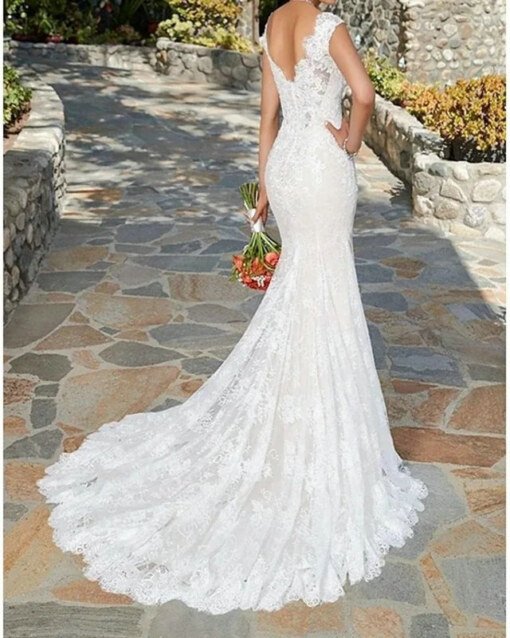v neck mermaid wedding dress 1523-003