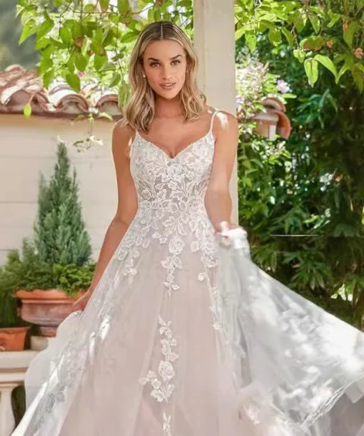 Spaghetti Strap wedding dress 1531-001