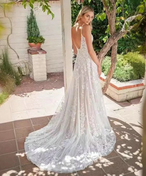 Spaghetti Strap wedding dress 1531-003
