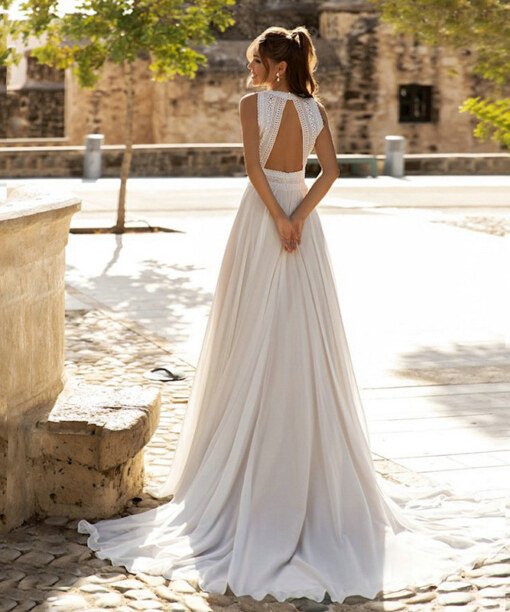 halter chiffon wedding dress 1525-002