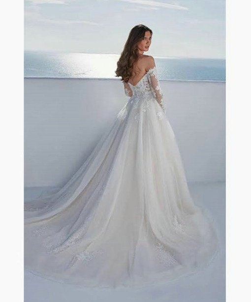 long sleeve a line wedding dress 1540-002
