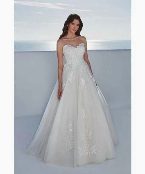 long sleeve a line wedding dress 1540-003