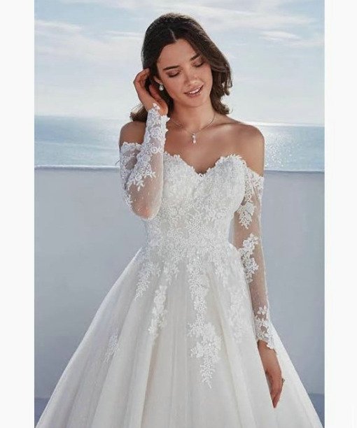 long sleeve a line wedding dress 1540-004