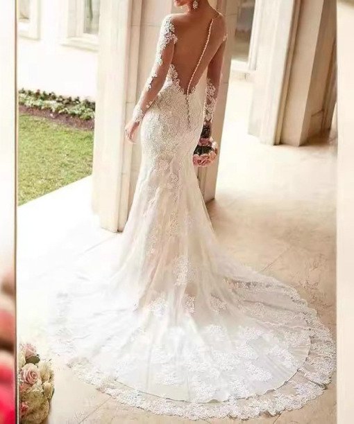 long sleeve mermaid wedding dress 1532-003