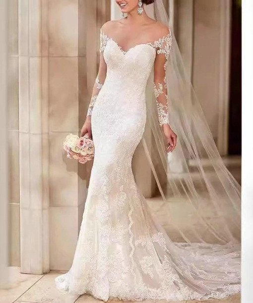 long sleeve mermaid wedding dress 1532-004