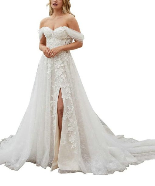 slit wedding dress 1529-004