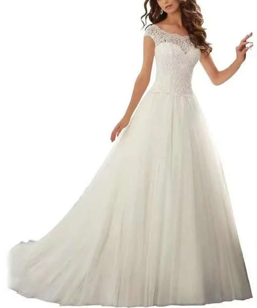 tulle a line wedding dress 1536-001