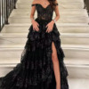 black layered prom dress 1576-003