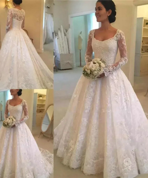 long sleeve lace wedding dress 1575-001