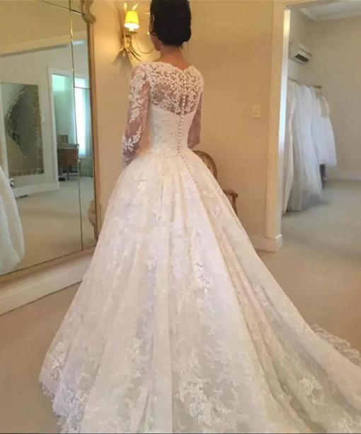 long sleeve lace wedding dress 1575-002